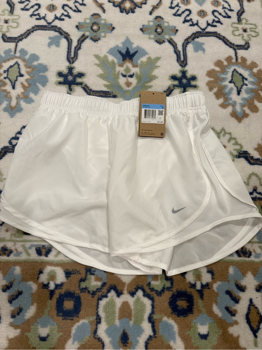 Nike Women’s White Athletic Running Shorts with Grey Swoosh NWT